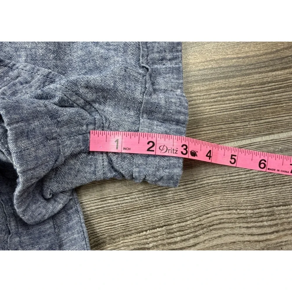 Express Shorts Shortie Extreme High Rise Blue Linen Blend Belted Pockets Small
